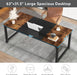 Modern Computer Desk, 63 X 31.5 Inch Large Office Desk Computer Table Study Writing Desk Workstation for Home Office, Vintage Black Metal Frame