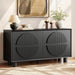 63 Inch Fluted Buffet Cabinet W/Storage, Push-Spring Doors, Black