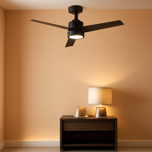 48 Inch Ceiling Fans with Lights Remote, Black Ceiling Fans Dimmable 3 Color Temperature, Timer, 3 Blades, 6 Speed Modern Fan Quiet Reversible DC Motor for Indoor or Covered Outdoor