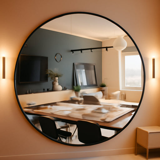 round Mirror, Black 24 Inch Wall Mirror for Entryway, Bathroom, Living Room and More, Modern Minimalist Mirror for Both Rustic and Boho Design and Decor