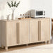 65" Sideboard Buffet Cabinet with Storage, Wood Grain Top Credenza with Adjustable Shelves, Curved Accent Cabinet with round Legs for Living Room, Entryway, Coffee Bar, Natural Wood