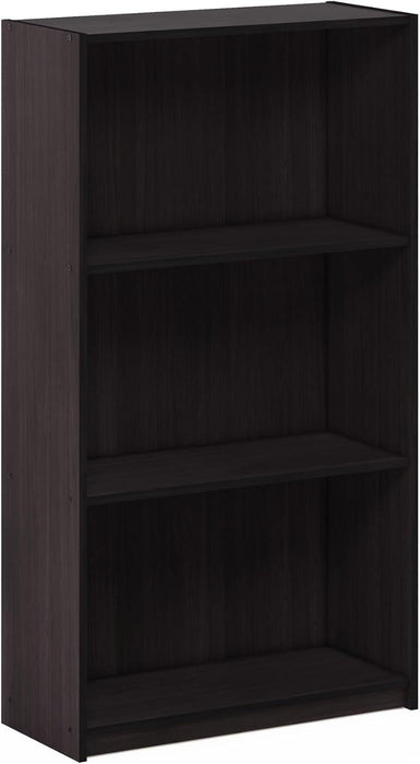 Threefold Tier Bookcase Storage Systems Dark Walnut