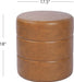 Upholstered Faux Leather round Ottoman (No Lid, Seat Only) |  Home Décor | Foot Rest Pouf – Camel Brown