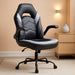 Big and Tall Office Desk Leather Gaming Computer Chair with Adjustable Swivel Task and Flip-Up Arms for Adults,Teens