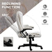 6 Point Vibrating Massage Office Chair with Heat, Velvet High Back Executive Office Chair with Reclining Backrest, Padded Armrests and Remote, Cream White
