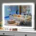 Makeup Vanity Mirror with Lights 32" X 24" Large LED Makeup Mirror, Light up Mirror with 10X Magnification and USB Charging Port, with Dimmable 3 Modes, Touch Screen Control round White