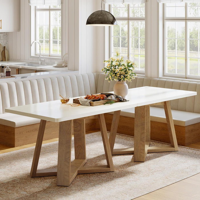 47Inch Dining Table White Brown SpaceSaving Design