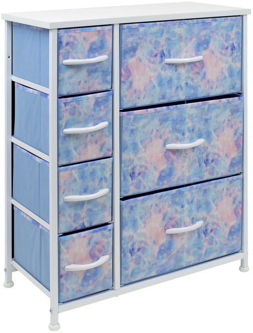 7 Drawers Dresser with Steel Frame and Wood Top