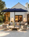 15Ft Patio Umbrella with Base Include, Large Outdoor Double-Sided Rectangle Umbrella with Easy Crank Handle for Poolside, Garden & Deck - Navy Blue