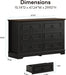 Farmhouse 6 Drawers Dresser for Bedroom, 47.2" W Modern Dresser with round Metal Handle, Thickened Desktop, Wood Rustic Chest of Drawers for Bedroom, Hallway, Entryway, Black