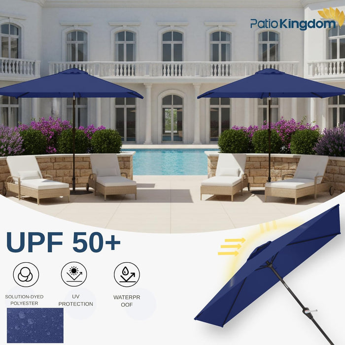 6.5'X10' Rectangular Patio Outdoor Umbrella,Large Coverage with Push-Button Tilt & UV Protection,Sturdy Ribs for Deck,Lawn,Pool,Backyard