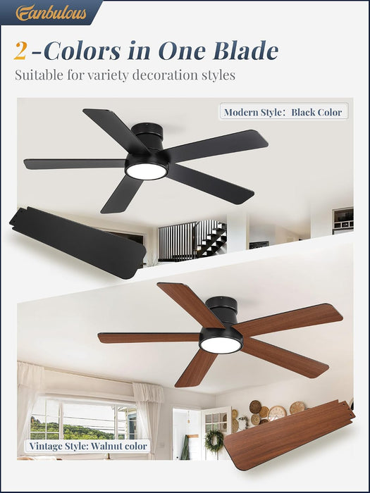 Sleek Black 48 Inch Flushmount Ceiling Fan Lighting