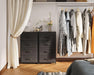 Black TexturedFabric Dresser With Four Deep Drawers