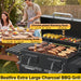 63" Oversized Charcoal BBQ Grill & Smoker, Large Outdoor Grill with 2 Individual Lifting Charcoal Trays, Cabinet-Style Charcoal Grills with Foldable Side Tables, 4 Wheels, Asadores De Carbon