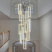H158 Modern Chandelier 12 Rings Gold Chandelier Lighting Fixture High Ceiling Chandelier Suitable for Living Room Staircase Villa