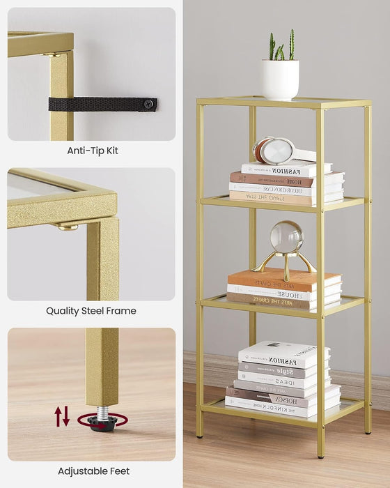UltraSlim Bookshelf Gold Frame Modern Display Unit