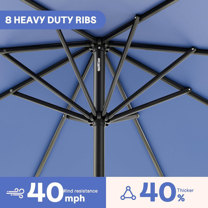 9FT Outdoor Patio Umbrella with Easy Crank - UV Resistant & Waterproof Market Umbrella with Ventilated Canopy, 8 Sturdy Ribs & Powder-Coated Frame for Garden, Deck, Backyard, Pool, Patio Table