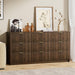 Walnut Dresser for Bedroom, Modern Dresser with 9 Drawers and Smooth Slides, Wide Chest of Drawers with Golden Handles for Bedroom, Living Room, Closet, 15.7" D X 63" W X 31.5" H