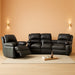 Manual Recliner Sofa Set, Bonded Leather Sofa Set Living Room Furniture, Reclining Sofa Set Leather Recliner Couch with Cup Holder/Storage Console for Living Room (3 Pieces Couch Set,Black)