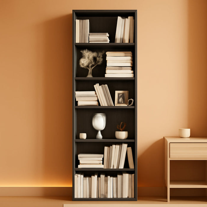 6-Tier Open Bookcase and Bookshelf, Freestanding Display Storage Shelves Tall Bookcase for Bedroom, Living Room and Office, Dark Gray