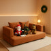 79 Inch Convertible Sofa Bed Orange CorduroyPillows