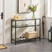 Yaheetech 39.5" Console Table with 3 Storage Shelves,Tempered Glass Sofa Table, Modern Entryway Tables with Metal Frame for Hallway Living Room Bedroom, Easy Assembly, Black