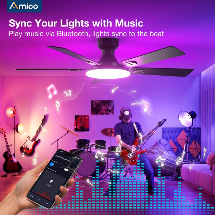 Contemporary Smart Ceiling Fan Featuring RGB Lighting