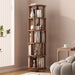 5 Tier Solid Wood Rotating Bookshelf Tower on Wheels, Walnut