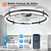 24'' Ceiling Fans with Lights and Remote, Low Profile Flush Mount Ceiling Fan with Light, 3000-6000K Dimmable LED Fandelier, Modern Small Black Ceiling Fan for Bedroom, Kitchen, Living Room