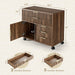 Fluted Lockable File Cabinet Five Drawers WalnutFinish