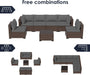 7 Pieces Patio Furniture Set, Outdoor Furniture Sectional Rattan Sofa Sets, Patio Couch with Glass Coffee Table for Backyard Garden (Grey)