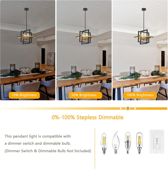 Black Gold Six Light Geometric Industrial Chandelier