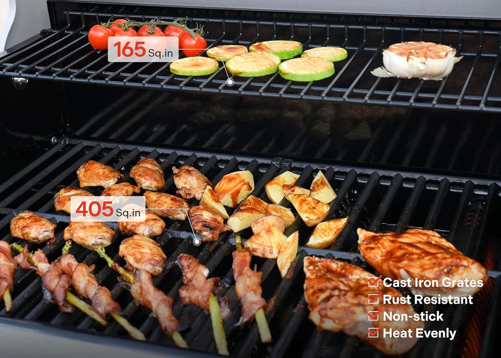 4 Burner Propane Gas Grill, Stainless Steel Outdoor Patio Barbecue Grill, with Broil Zone Fast Heating, Knob Control, and Easy Cleanup, M410MBZ