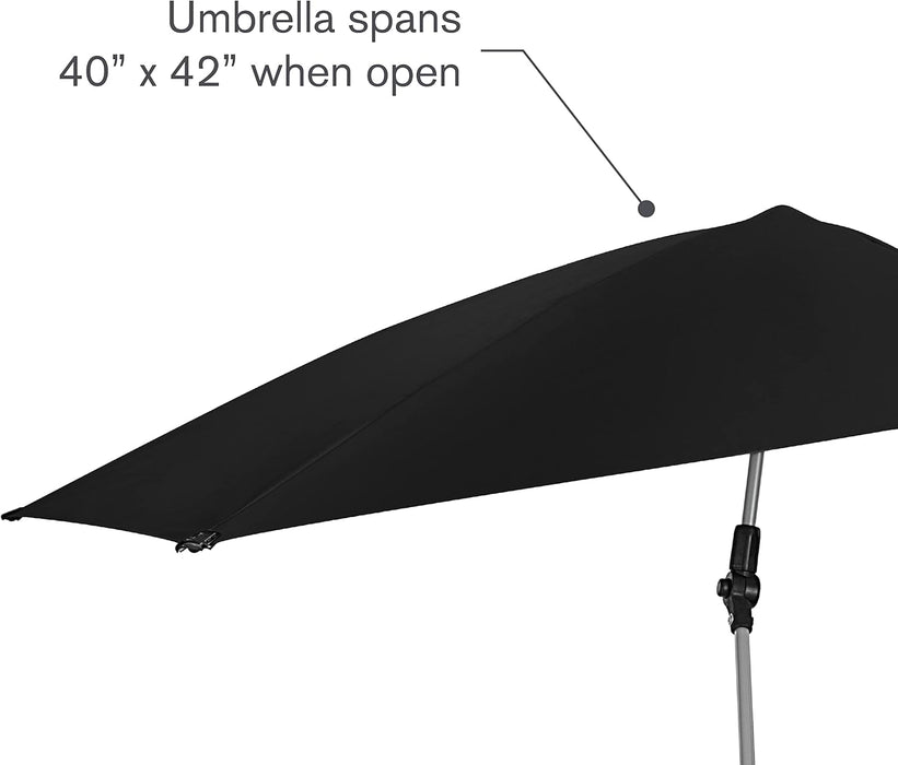 Versa-Brella UPF 50+ Personal Sun Shade - Portable Umbrella for Sports & Outdoors - Secure Clamp, 360-Degree Swivel Adjustable Position for Maximum Sun Protection - Compact with Carry Case