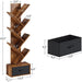 Bookshelf with Drawer, 7 Shelf Tree Bookshelf, Wooden Bookshelves Storage Rack for Cds/Movies/Books, Rustic Brown Bookcase, Utility Organizer Shelves for Living Room, Bedroom