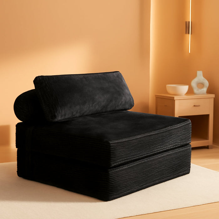 Folding Sofa Bed Convertible Black Pillow Included