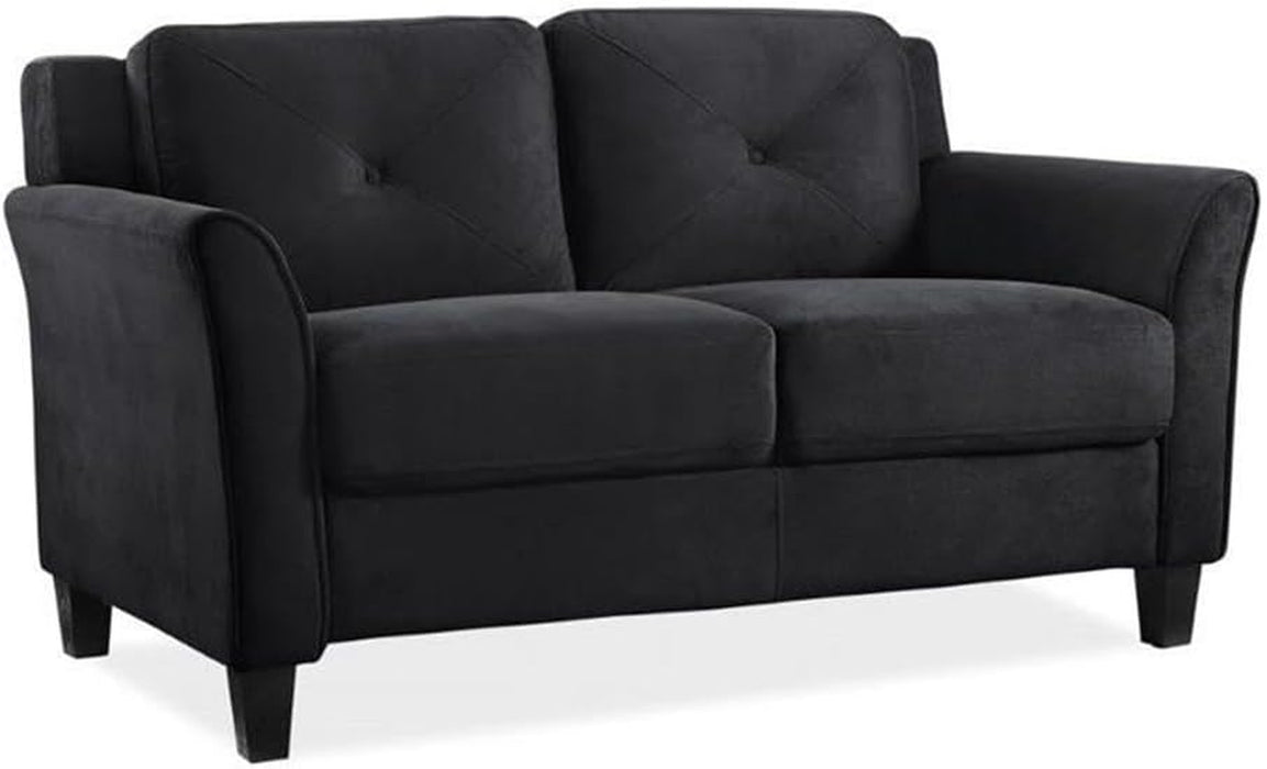 2 Piece Living Room Sofa and Loveseat Set in Black