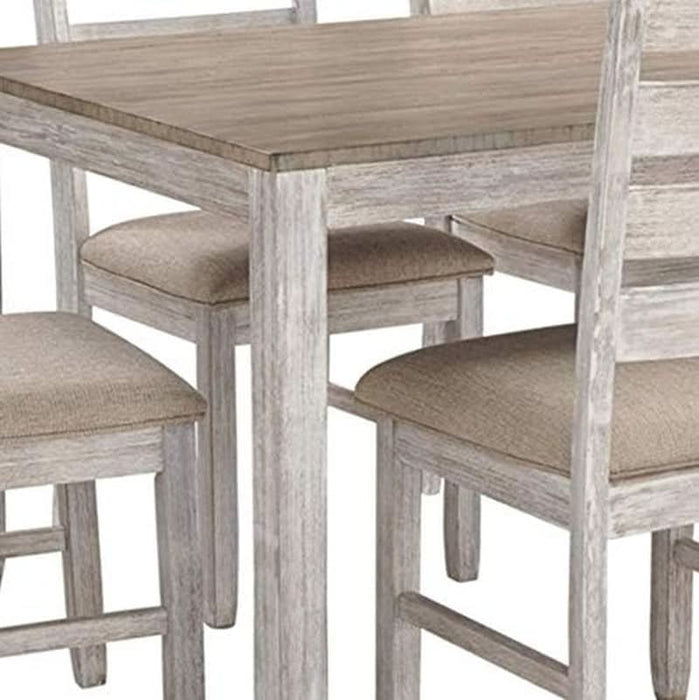 Skempton Cottage Dining 7 Piece Set – Rectangular Table & 6 Upholstered Chairs | Coastal Chic Meets Farmhouse, Whitewash