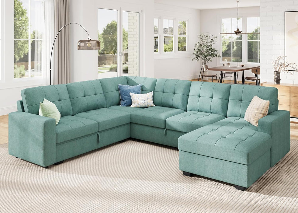 Sectional Sleeper Sofa Bed With Integrated Storage