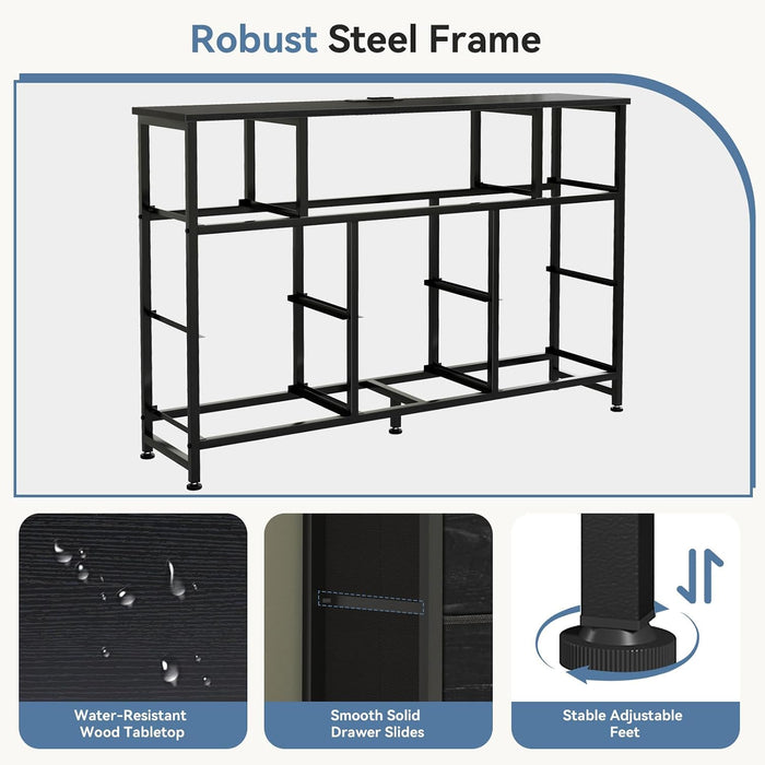 LED Entertainment Center, TV Stand Dresser with Charging Station