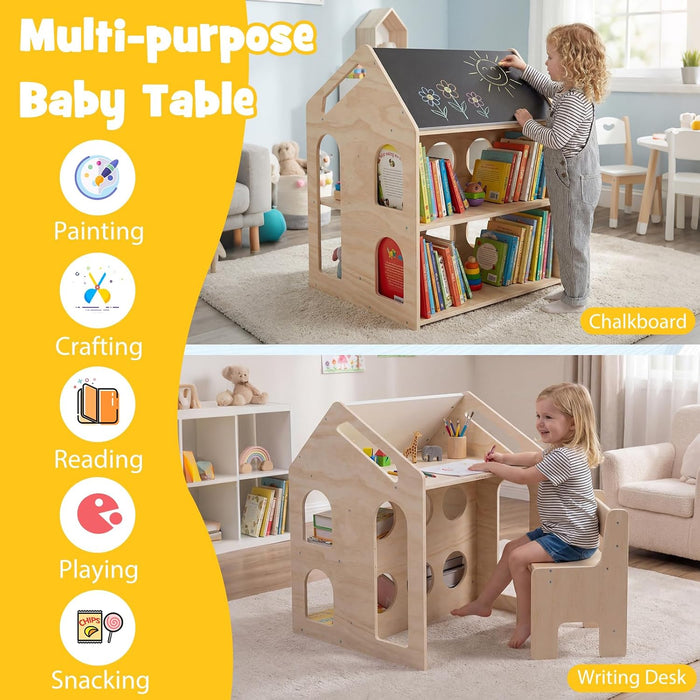 Playhouse Shaped Toddler Table And Chair Chalkboard
