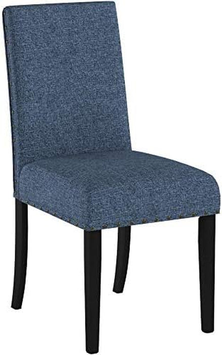 Biony Blue Fabric Dining Chairs with Nailhead Trim, Set of 2