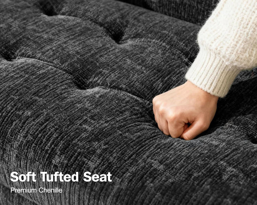 8 Seat U Shaped Modular Sectional Sleeper Sofa with Pull Out Bed/Reclining Backrest/Usb Ports/Table/Led Light/Storage Seat, Sectional Sleeper Couch, Tool-Free Assembly, Chenille Black