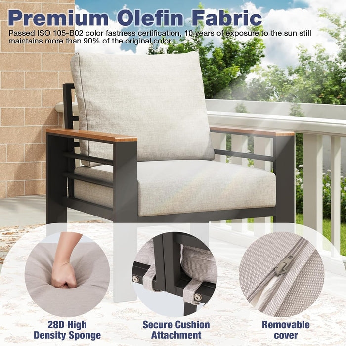 Aluminum Patio Furniture Set 7 Seats, Oversized Outdoor Sectional with Washable Thick Cushions, Coffee Table and Waterproof Cover, Patio Conversation Sets for Porch, Balcony, Deck