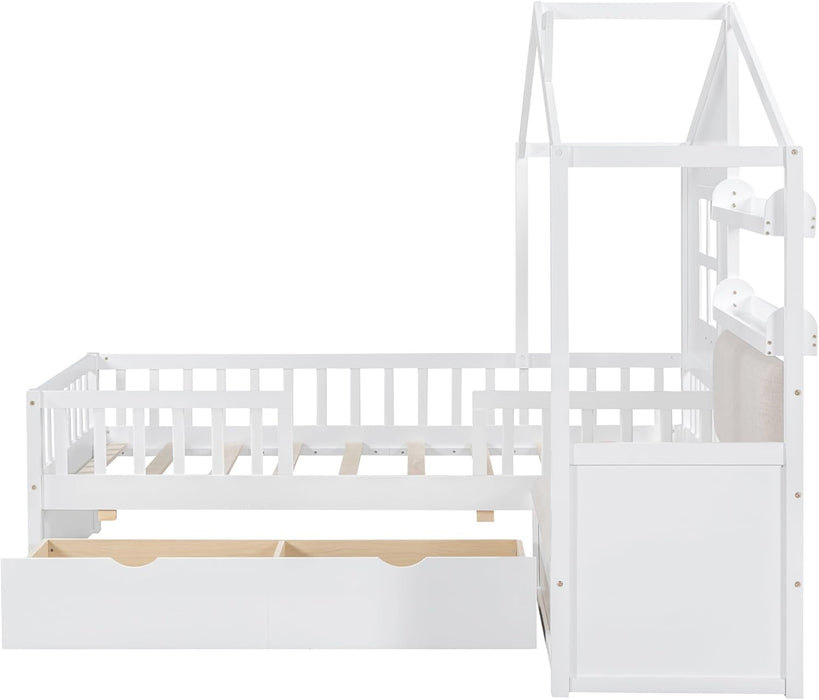 White Kids Twin Montessori PlatformBed Frame Collection