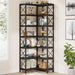 7-Shelf Corner Bookshelf,Large Modern Corner Bookcase, 7-Tier Tall Corner Shelf Storage Display Rack with Metal Frame for Living Room Home Office (Black)