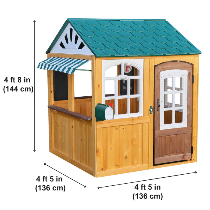 Garden View Outdoor Wooden Playhouse with Ringing Doorbell