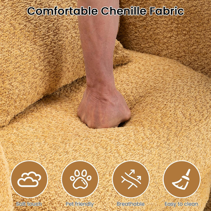 Oversized Chair for Living Room, Comfy Reading Chairs for Adults, 35.04'' Wide Single Sofa Accent Chair, Modern Chenille Large Armchair for Bedroom, Yellow