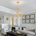 Gold Round Luxurious Crystal Chandelier Six Luminaires
