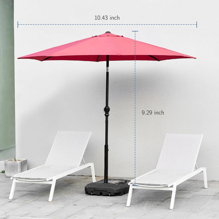 9FT Outdoor Patio Umbrella with Push Button Tilt and Crank Handle, Market Umbrella with 8 Sturdy Umbrella Ribs, UV Protection, Waterproof, Red